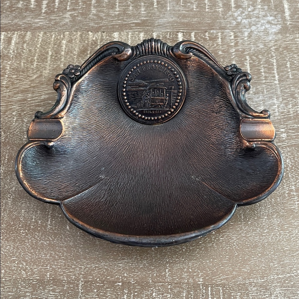 Vintage Bronze Tone San Francisco Decorative Trinket Plate Ash Tray Souvenir